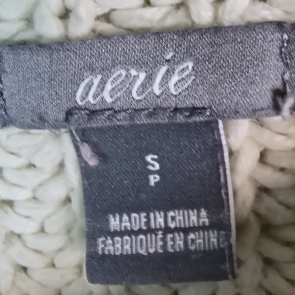 Aerie Chunky Knit Crew NeckRaglanLong Sleeve Pullover Sweater Cream Small Petite - Picture 9 of 11